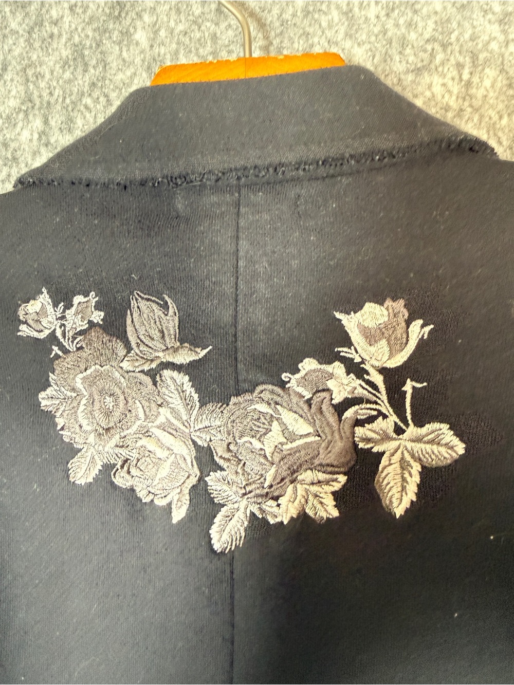 Y2K Le Chateau Black French Terry Blazer Jacket Embroidered Whimsigoth Cotton S - Picture 6 of 9